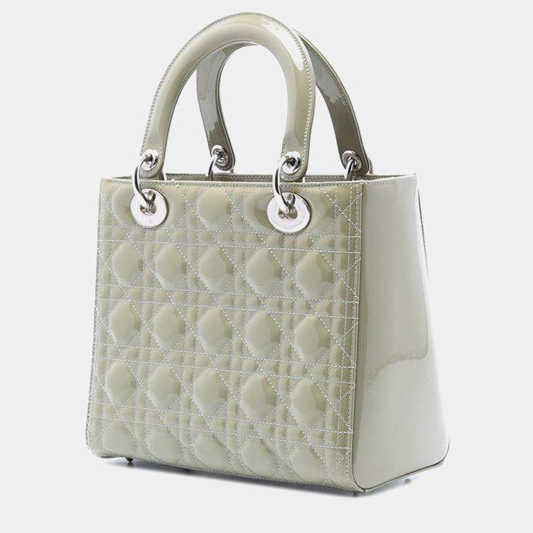 Pre Owned Dior Green Medium Patent Cannage Lady Dior