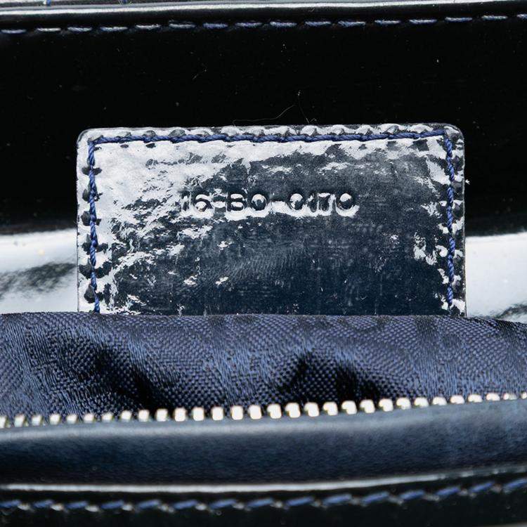 Pre Owned Dior Blue Medium Patent Cannage Lady Dior