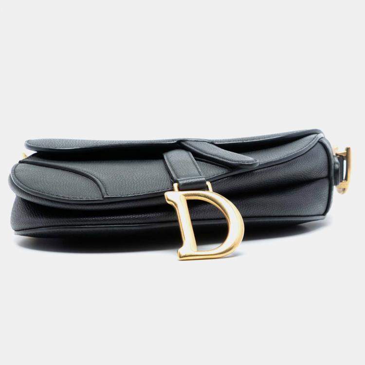 Pre Owned Dior Black Mini Grained Calfskin Saddle Bag
