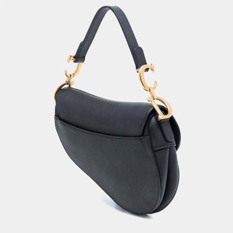 Pre Owned Dior Black Mini Grained Calfskin Saddle Bag