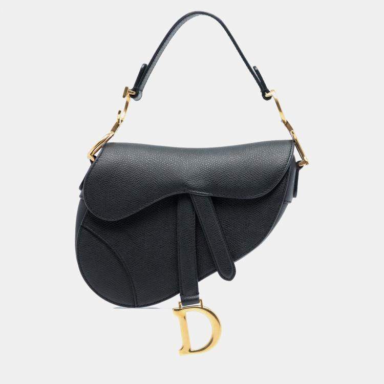 Pre Owned Dior Black Mini Grained Calfskin Saddle Bag