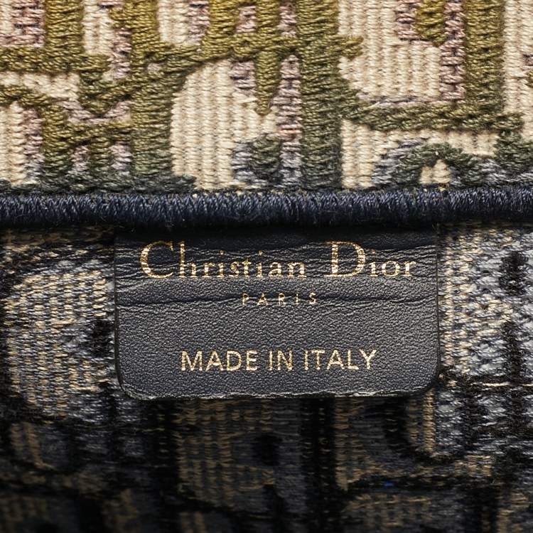 Pre Owned Dior Book Large Blue Oblique Embroidered Canvas Tote