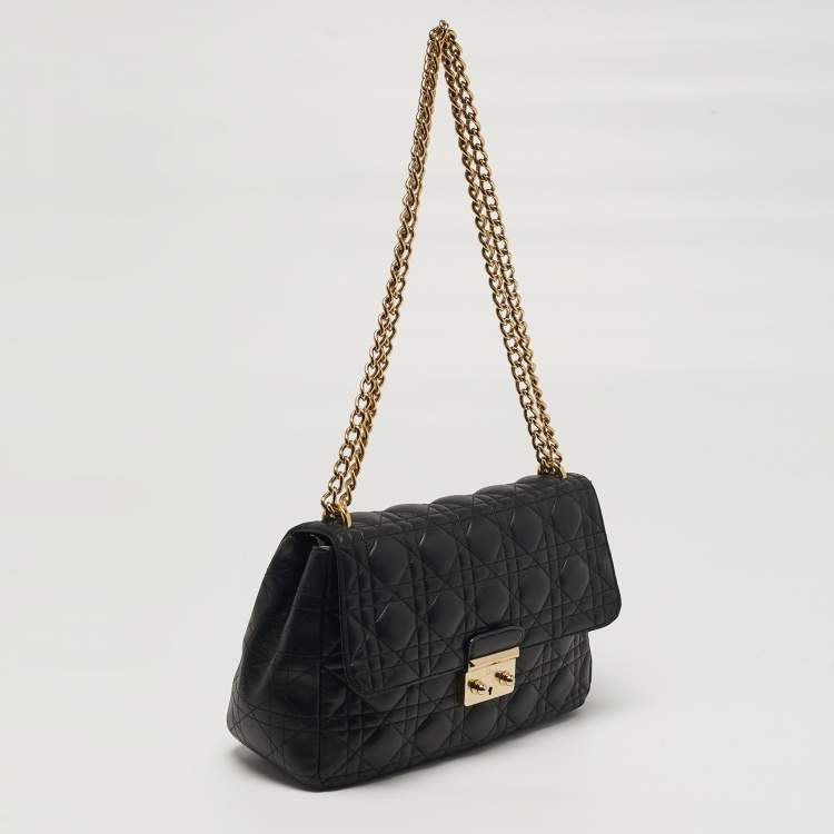 Pre Owned Dior Miss Dior Chain Black Cannage Leather Flap Bag