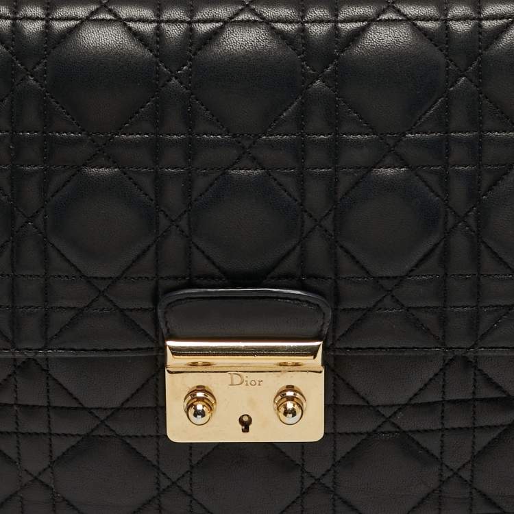 Pre Owned Dior Miss Dior Chain Black Cannage Leather Flap Bag