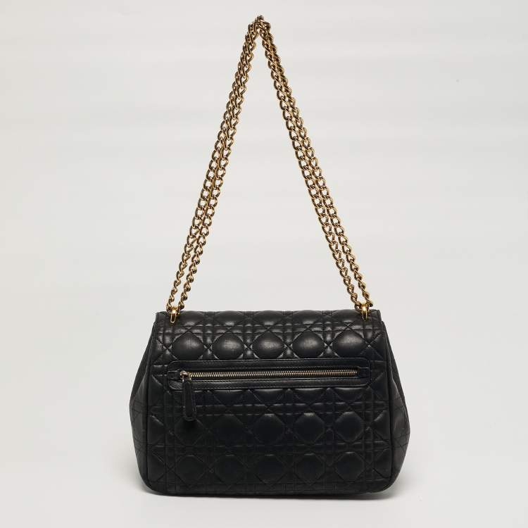 Pre Owned Dior Miss Dior Chain Black Cannage Leather Flap Bag