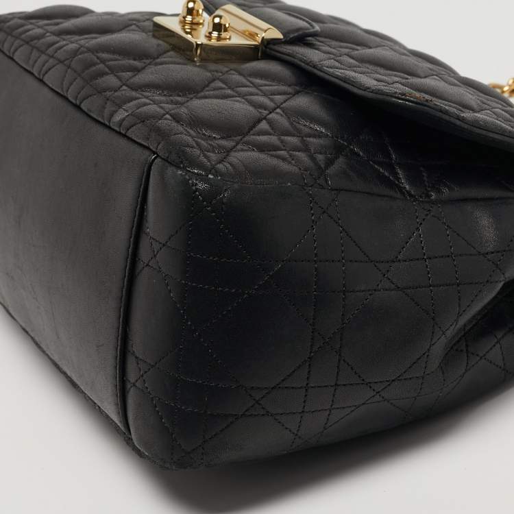 Pre Owned Dior Miss Dior Chain Black Cannage Leather Flap Bag