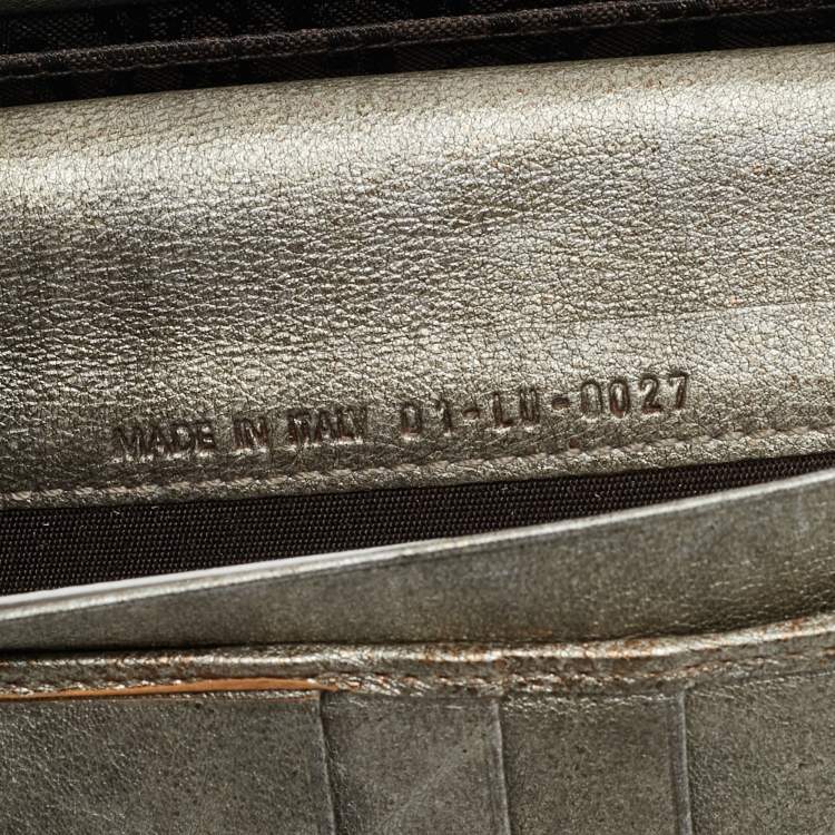Pre Owned Dior D Flap Grey Leather Continental Wallet