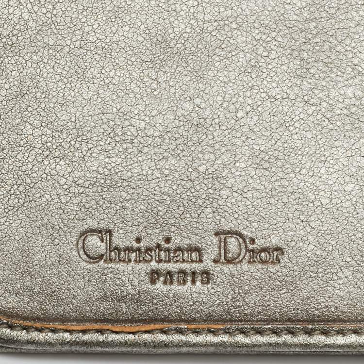 Pre Owned Dior D Flap Grey Leather Continental Wallet