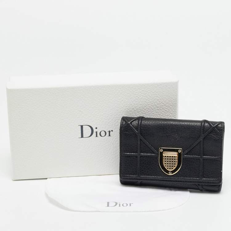 Pre Owned محفظة ديور ديوراما جلد بيج ثلاثية الطية