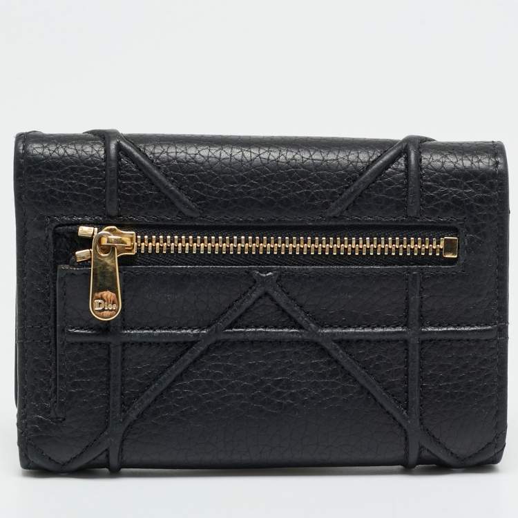 Pre Owned محفظة ديور ديوراما جلد بيج ثلاثية الطية