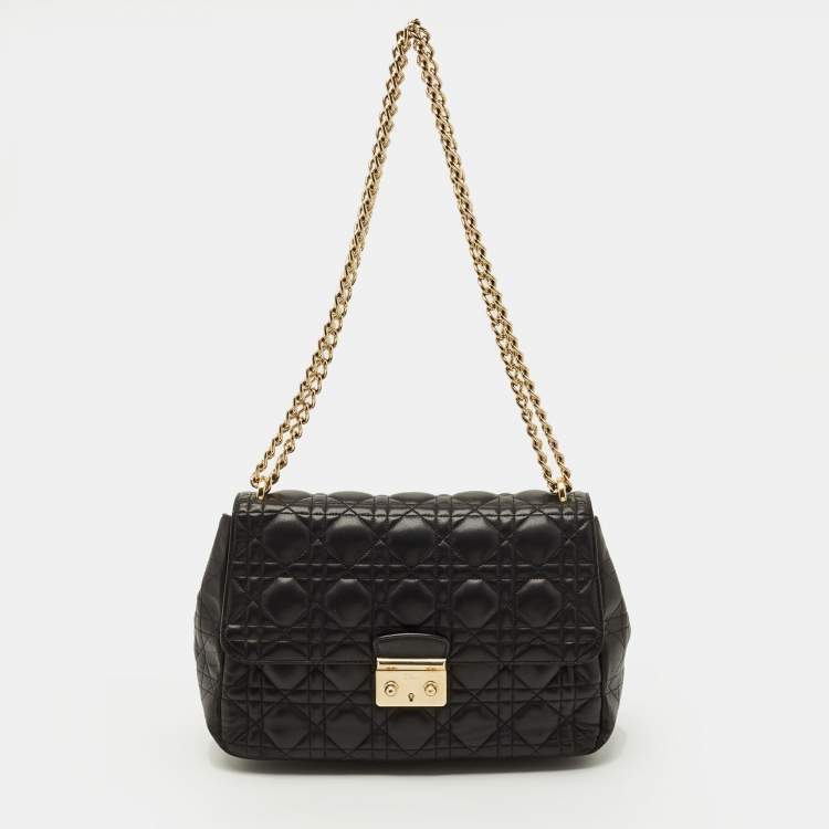 مملوكة مسبقًا Dior Miss Dior Chain Black Cannage Leather Flap Bag