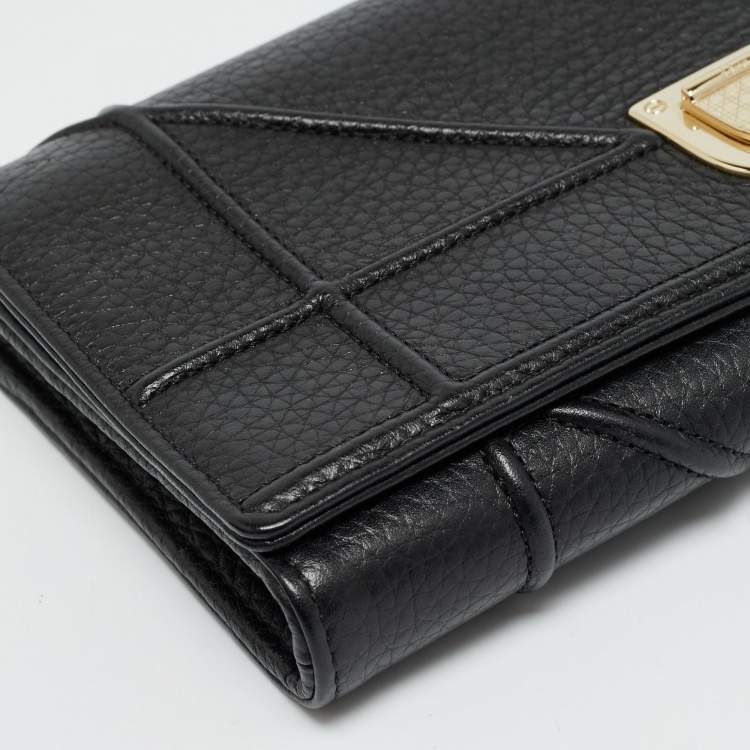 Pre Owned Dior Diorama Black Leather Wallet On Chain