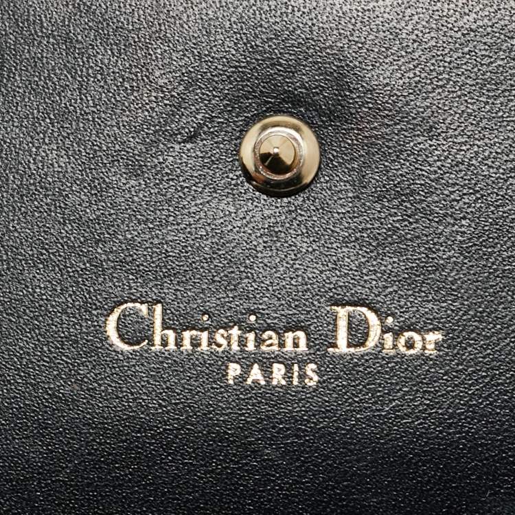 Pre Owned Dior Diorama Black Leather Wallet On Chain