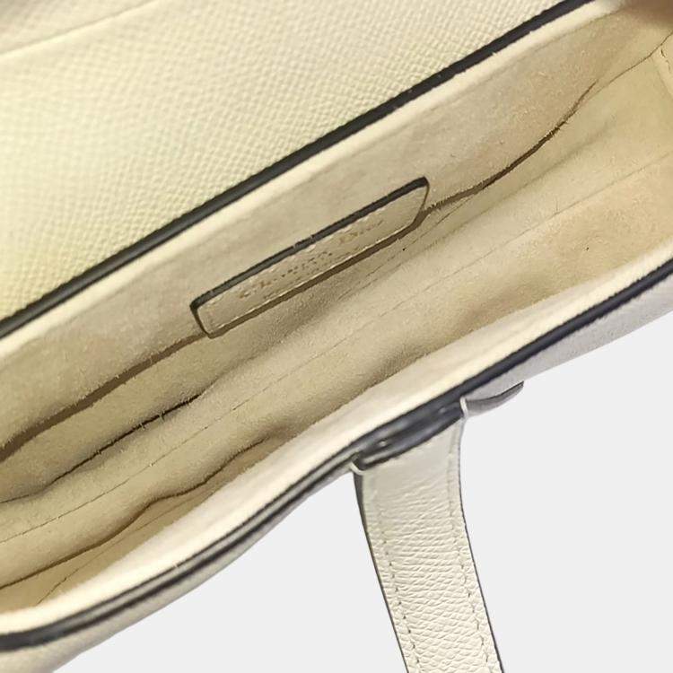 Pre Owned Dior White Leather Mini Saddle Bag