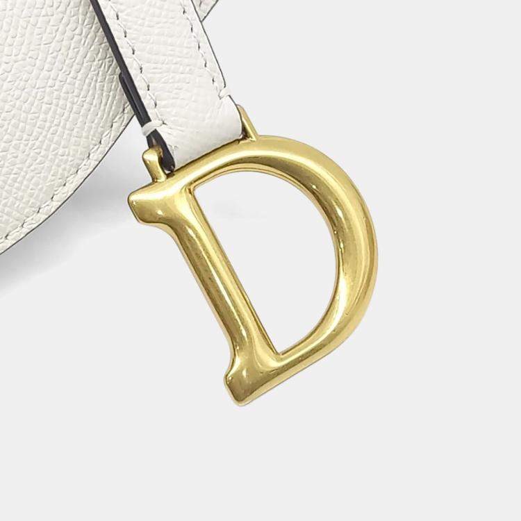 Pre Owned Dior White Leather Mini Saddle Bag