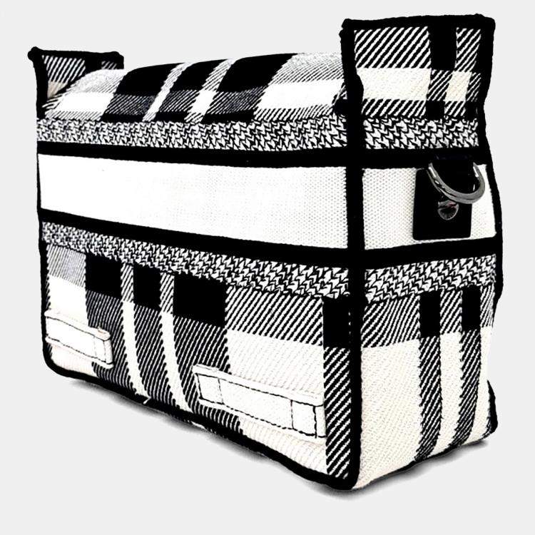 Pre Owned Dior Beige Black Fabric Camp Bag Small