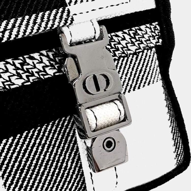Pre Owned Dior Beige Black Fabric Camp Bag Small