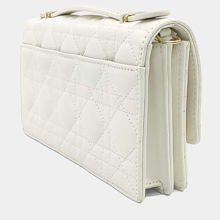 Pre Owned Dior White Leather My Dior Top Handle Mini Bag