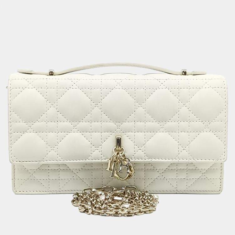 Pre Owned Dior White Leather My Dior Top Handle Mini Bag