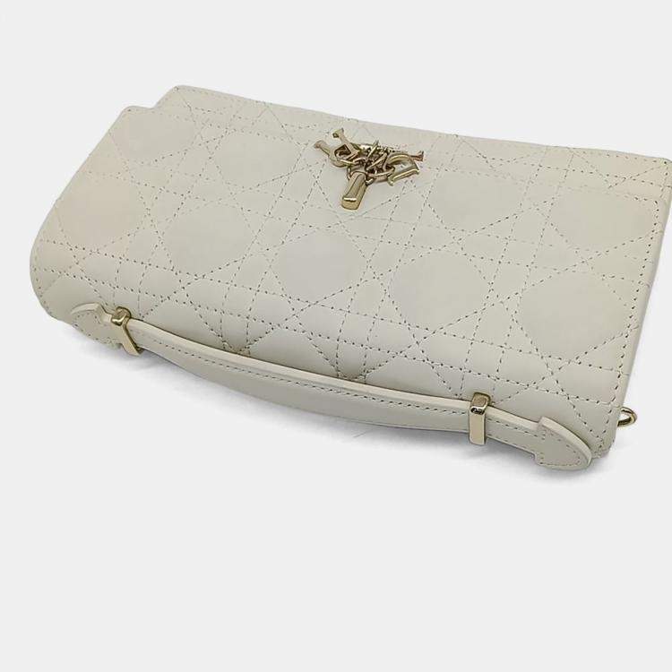 Pre Owned Dior White Leather My Dior Top Handle Mini Bag