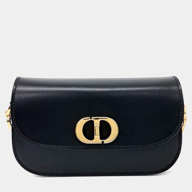 Pre Owned Dior Black Leather 30 Montaigne Avenue Small Bag