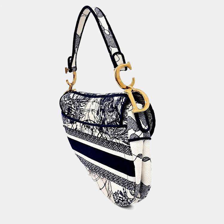 Pre Owned Dior Multicolor Fabric Saddle Bag + Strap