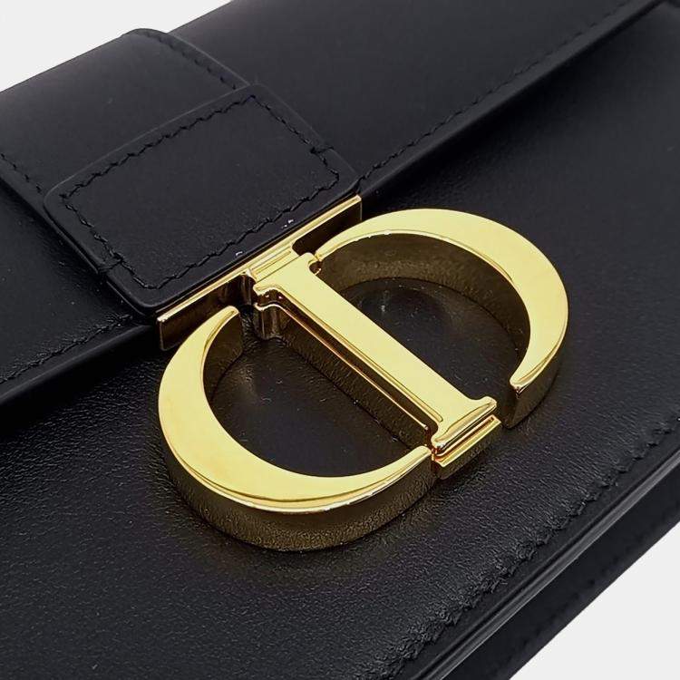 Pre Owned Dior Black Leather 30 Montaigne Bag East West