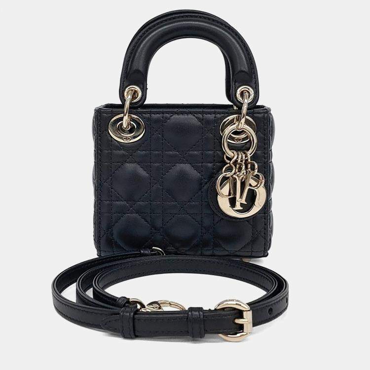 مملوكة مسبقًا Dior Black Leather Micro Lady Bag