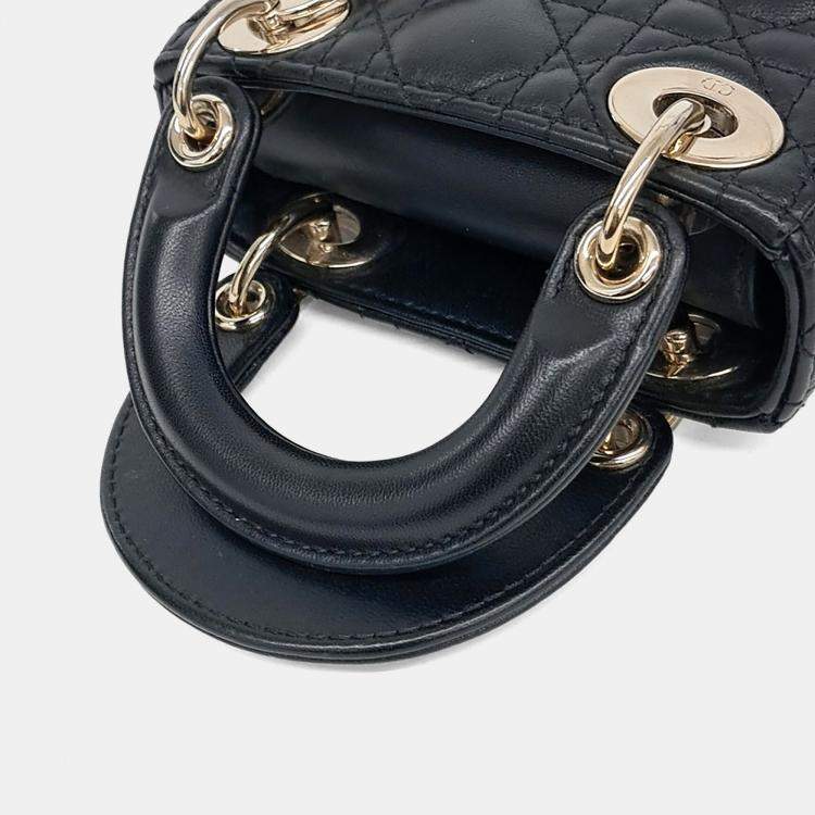 مملوكة مسبقًا Dior Black Leather Micro Lady Bag
