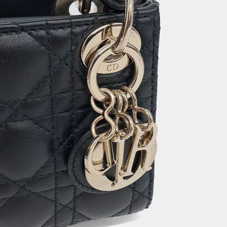 مملوكة مسبقًا Dior Black Leather Micro Lady Bag