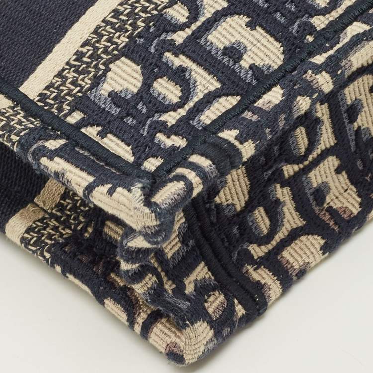 Pre Owned Dior Book Mini Navy Blue Oblique Canvas Tote