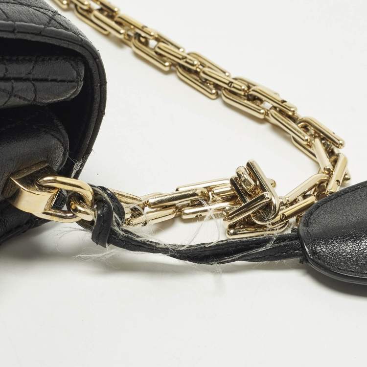 Pre Owned Dior Diorling Small Black Leather Shoulder Bag