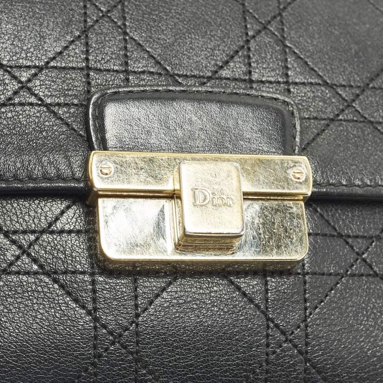 Pre Owned Dior Diorling Small Black Leather Shoulder Bag