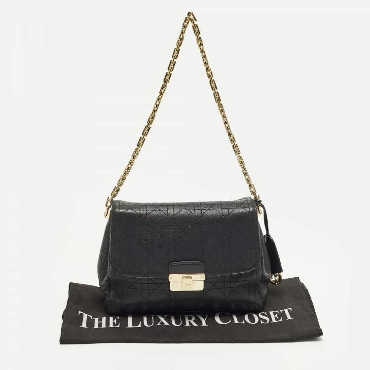 Pre Owned Dior Diorling Small Black Leather Shoulder Bag
