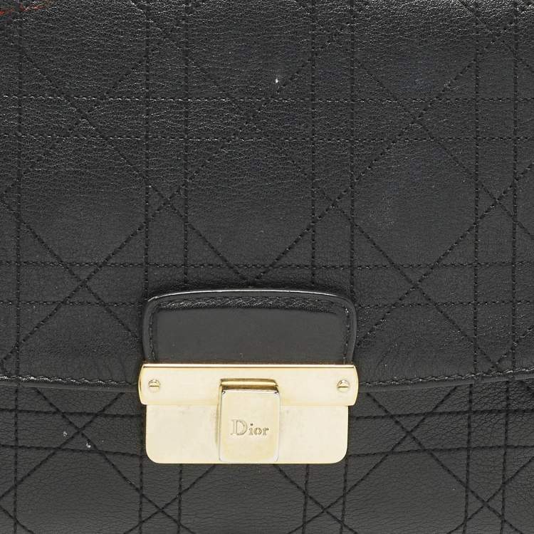Pre Owned Dior Diorling Small Black Leather Shoulder Bag