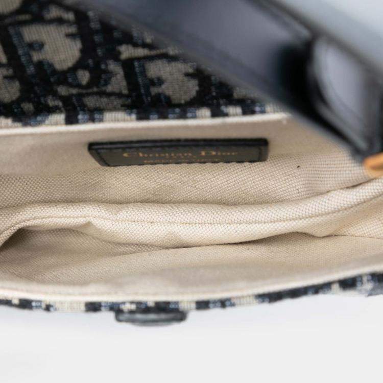 Pre Owned Dior Blue Mini Oblique Canvas Saddle Bag