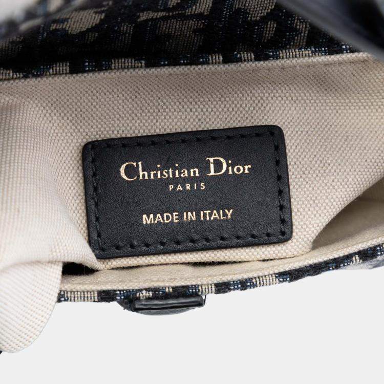 Pre Owned Dior Blue Mini Oblique Canvas Saddle Bag