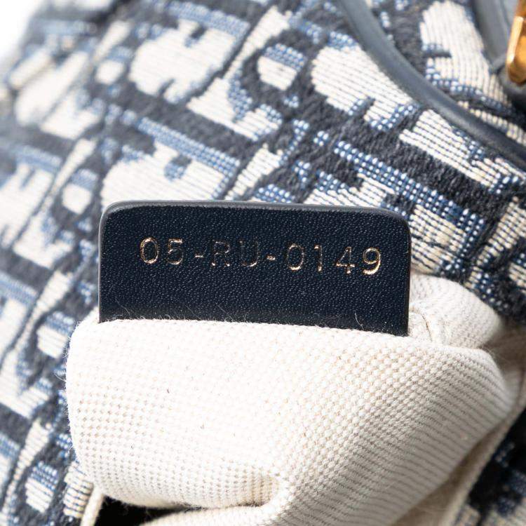 Pre Owned Dior Blue Mini Oblique Canvas Saddle Bag