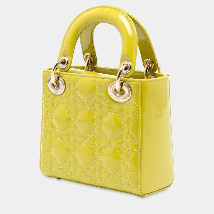 مملوكة مسبقًا Dior Yellow Mini Patent Cannage Lady Dior