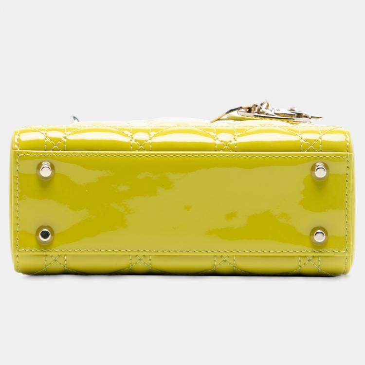 مملوكة مسبقًا Dior Yellow Mini Patent Cannage Lady Dior