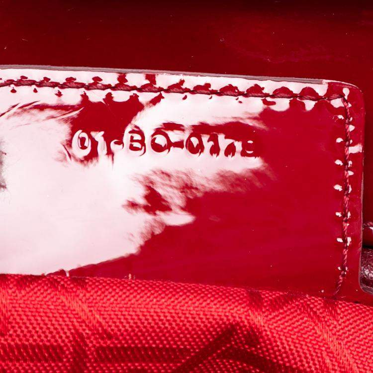 Pre Owned Dior Red Medium Patent Cannage Lady Dior