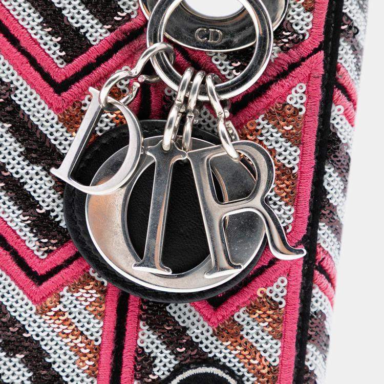 Pre Owned Dior Pink Mini Patent Sequined Lady Dior