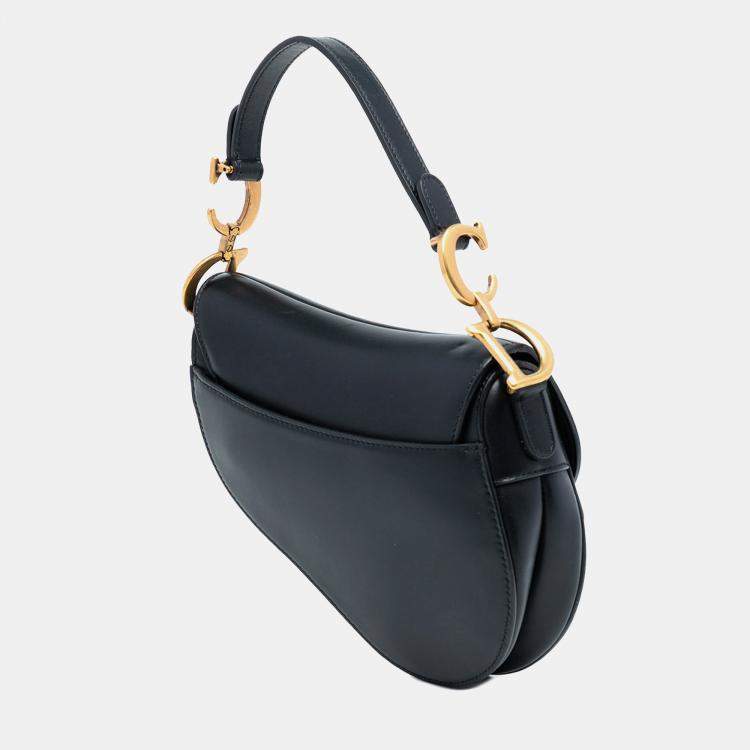 Pre Owned Dior Black Mini Smooth Calfskin Saddle Bag