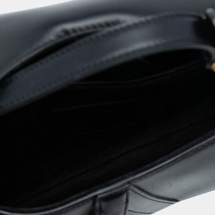 Pre Owned Dior Black Mini Smooth Calfskin Saddle Bag