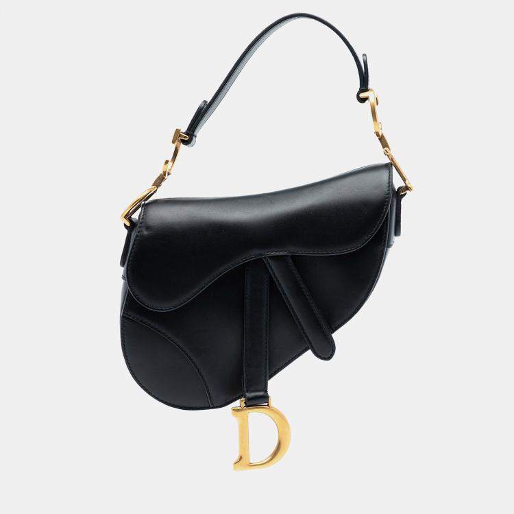 Pre Owned Dior Black Mini Smooth Calfskin Saddle Bag