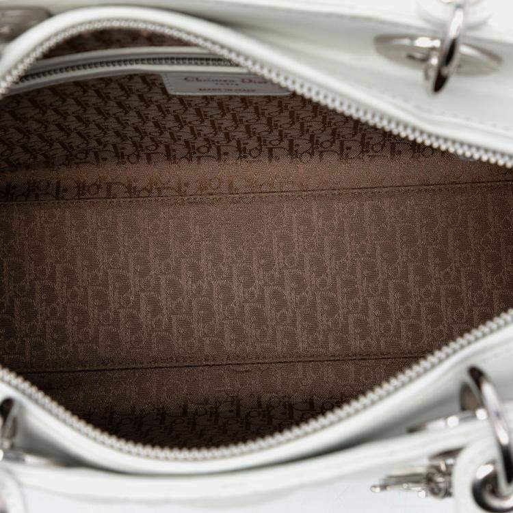 Pre Owned Dior White Large Lambskin Cannage Lady Dior