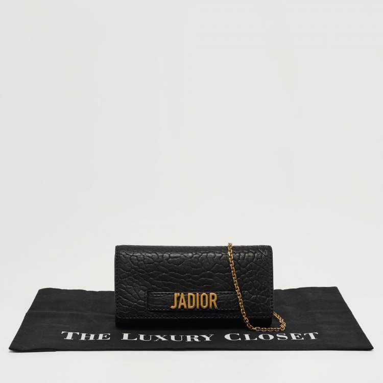 Pre Owned Dior J'Adior Croisiere Black Leather Wallet On Chain