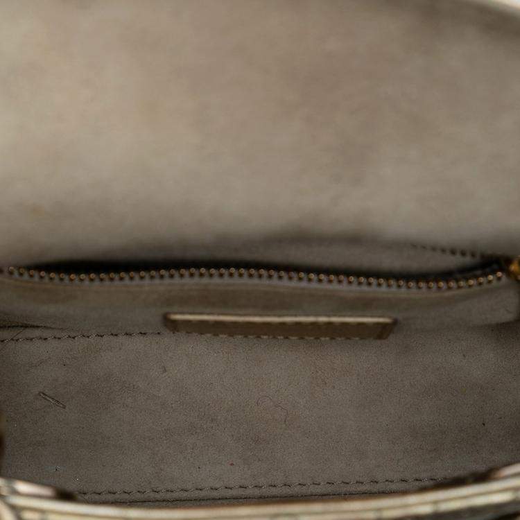 Pre Owned Dior Gold Mini Metallic Lambskin Cannage Lady Dior