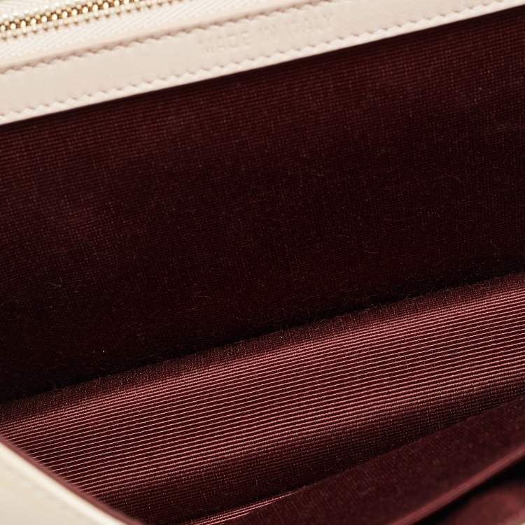 Pre Owned Dior Diorama Medium Beige Patent Leather Shoulder Bag