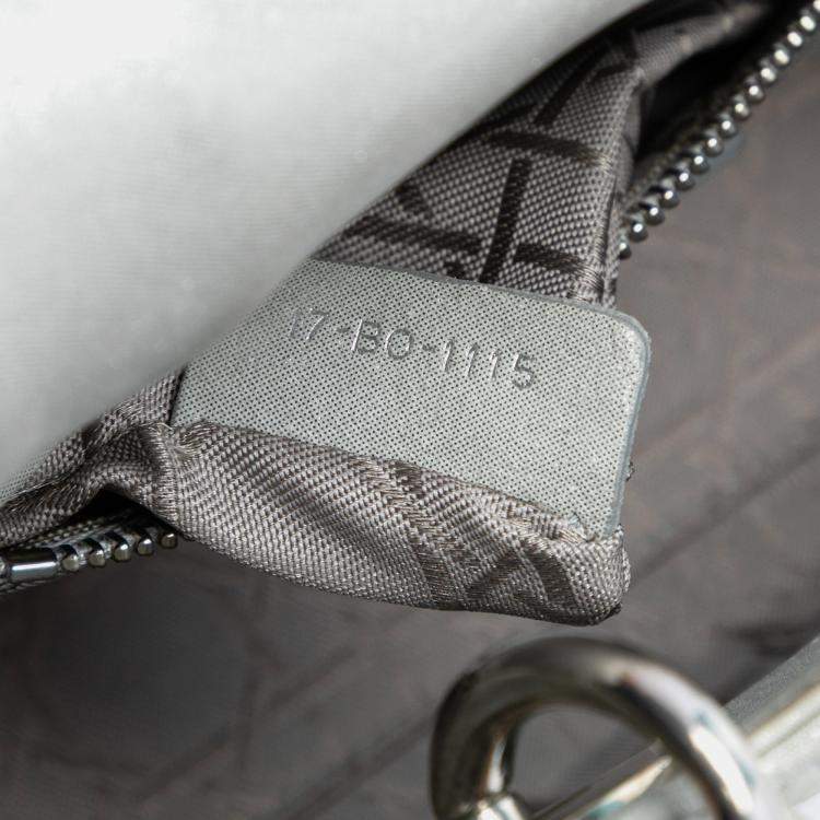 Pre Owned Dior Silver Mini Iridescent Lambskin Cannage Lady Dior